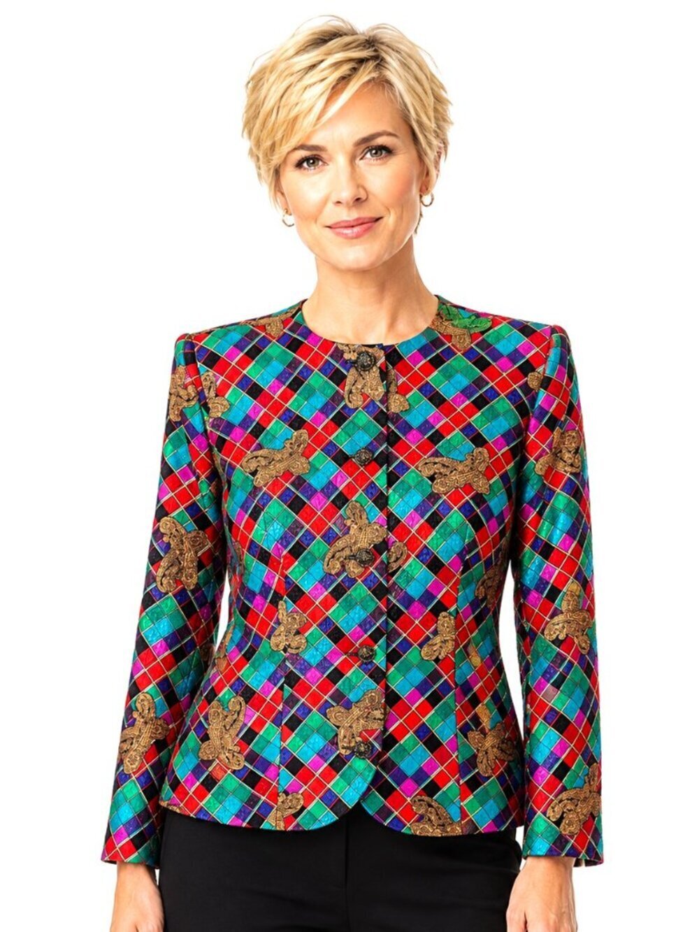 Vintage Carelle Multicolor Jewel Tone Jacquard Jacket NWT